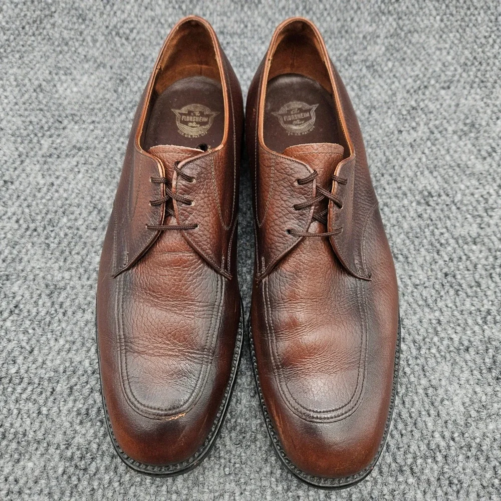 Florsheim (Men's 10 D) Brown Pebble Leather Apron Moc Toe Derby Shoes Dress